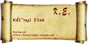 Kányi Elek névjegykártya