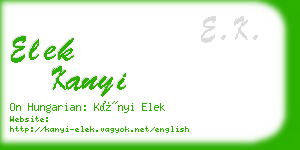 elek kanyi business card
